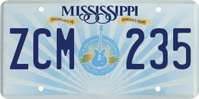MS license plate ZCM235