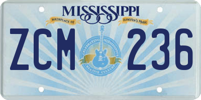 MS license plate ZCM236