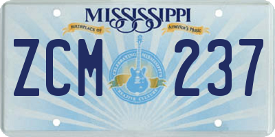 MS license plate ZCM237