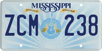 MS license plate ZCM238
