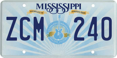 MS license plate ZCM240