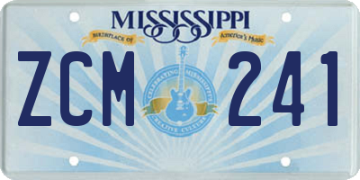 MS license plate ZCM241