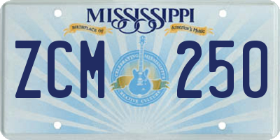 MS license plate ZCM250