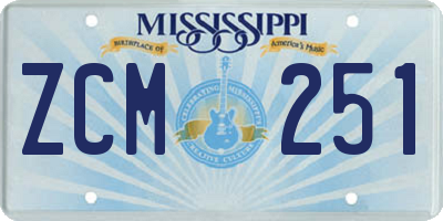 MS license plate ZCM251
