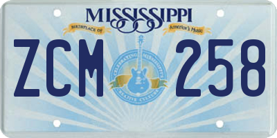 MS license plate ZCM258
