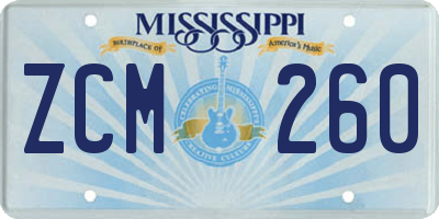 MS license plate ZCM260
