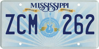 MS license plate ZCM262