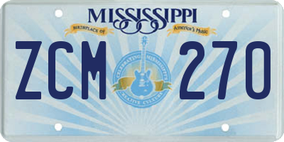 MS license plate ZCM270