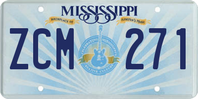 MS license plate ZCM271