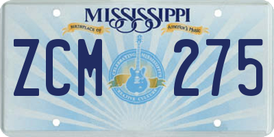 MS license plate ZCM275