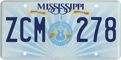 MS license plate ZCM278