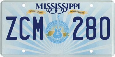 MS license plate ZCM280
