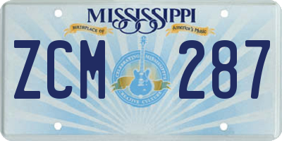 MS license plate ZCM287