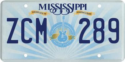 MS license plate ZCM289