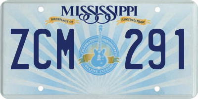 MS license plate ZCM291