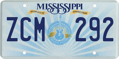 MS license plate ZCM292
