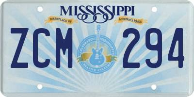 MS license plate ZCM294