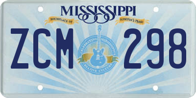 MS license plate ZCM298