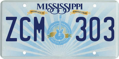 MS license plate ZCM303