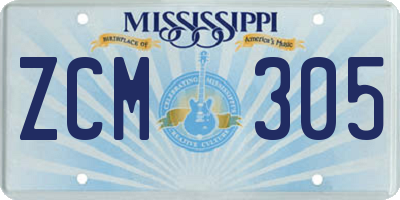 MS license plate ZCM305