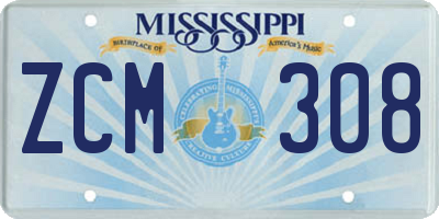 MS license plate ZCM308