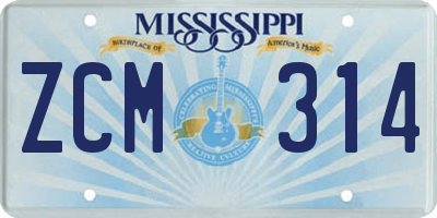 MS license plate ZCM314