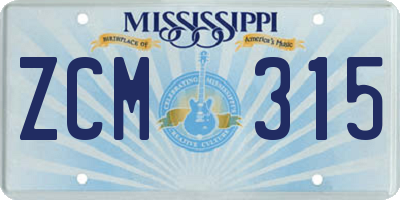 MS license plate ZCM315