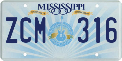 MS license plate ZCM316