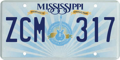 MS license plate ZCM317