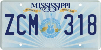 MS license plate ZCM318