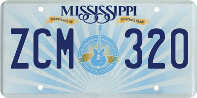 MS license plate ZCM320