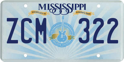 MS license plate ZCM322