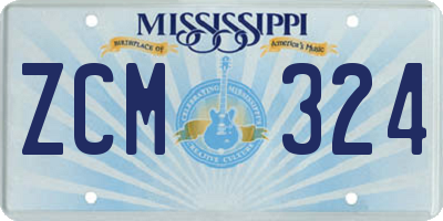 MS license plate ZCM324