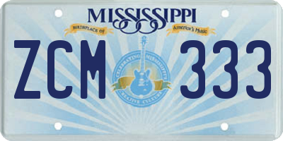 MS license plate ZCM333