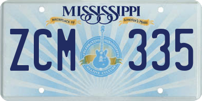 MS license plate ZCM335