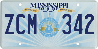 MS license plate ZCM342