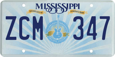 MS license plate ZCM347
