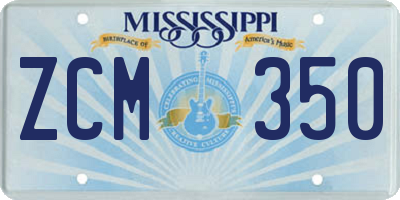MS license plate ZCM350