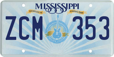 MS license plate ZCM353