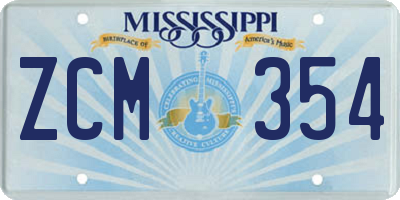 MS license plate ZCM354
