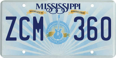 MS license plate ZCM360