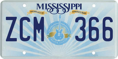 MS license plate ZCM366