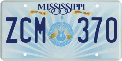 MS license plate ZCM370
