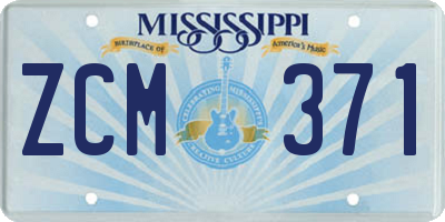 MS license plate ZCM371