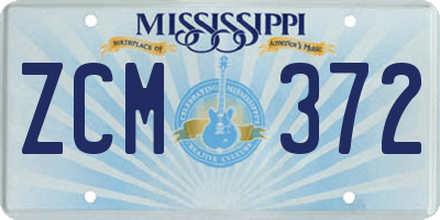 MS license plate ZCM372