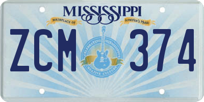 MS license plate ZCM374