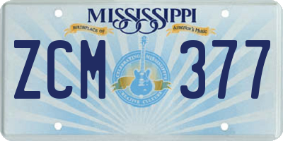 MS license plate ZCM377