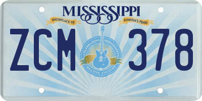 MS license plate ZCM378