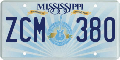 MS license plate ZCM380