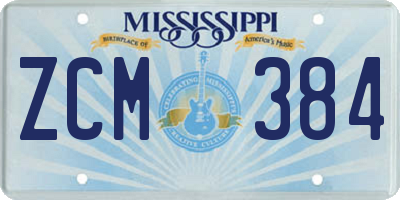 MS license plate ZCM384
